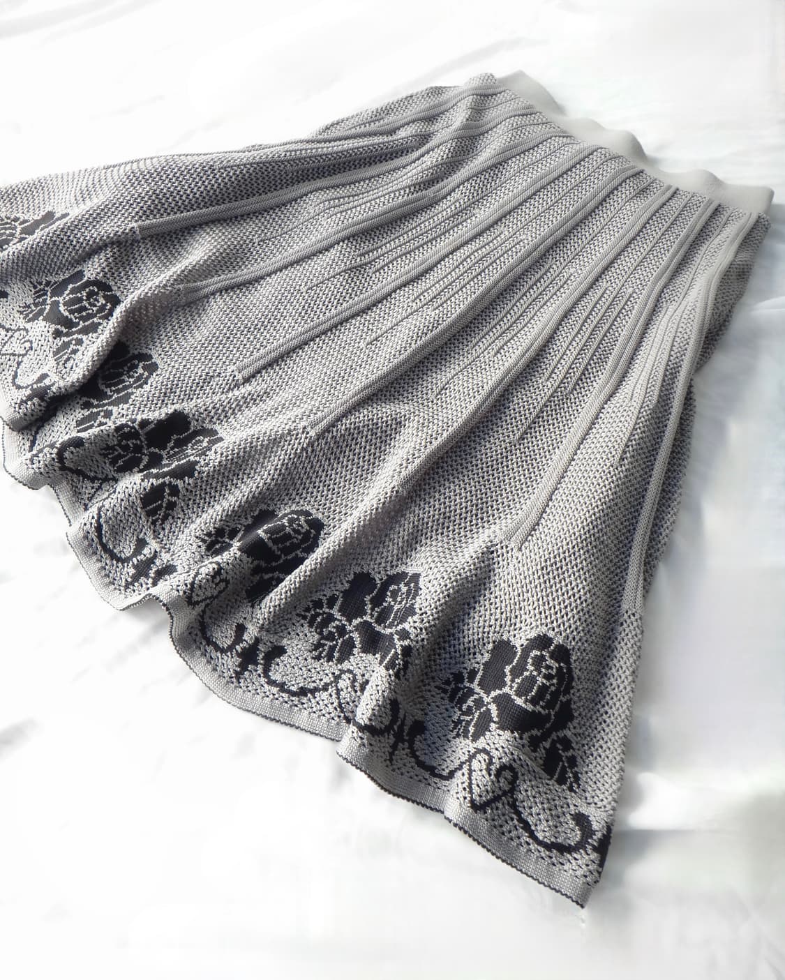 Flower knit flare skirt / mint grey 상품이미지1