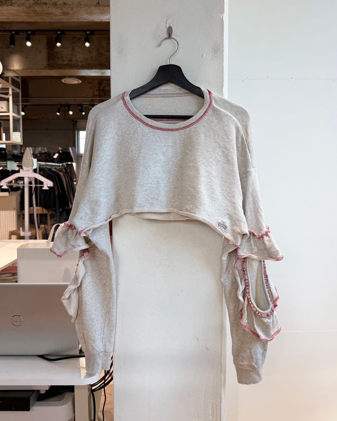 vtg 멜란지 그레이 셔링 크롭 스웻 셔츠  상품이미지2