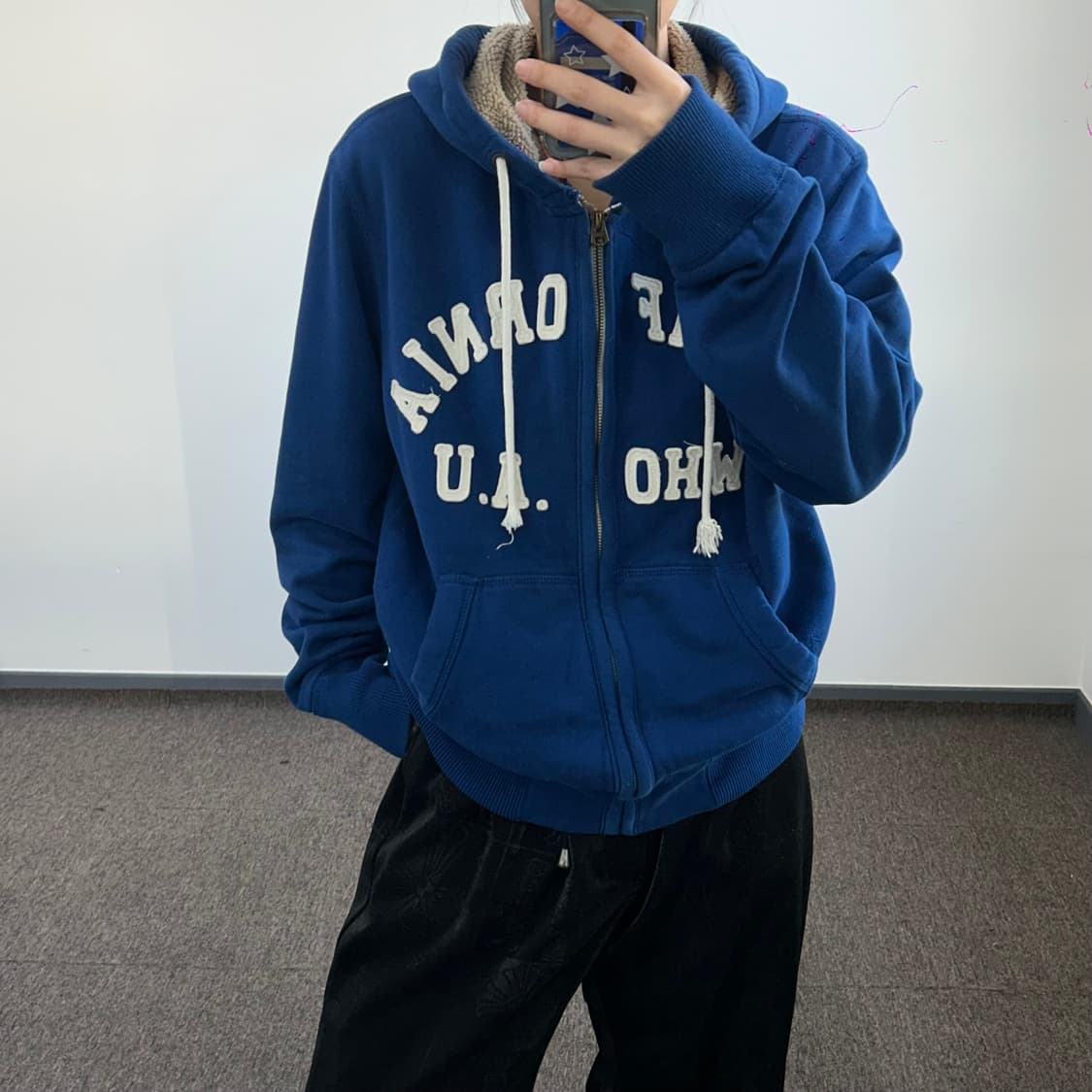 Who A U 후아유 캘리포니아 퍼안감 블루 후드집업 상품이미지1