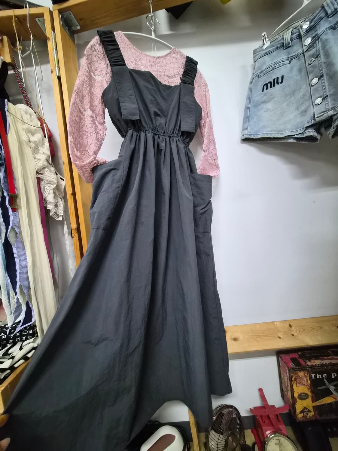 바스락 포켓 끈 원피스. 수입레이스 상품이미지1