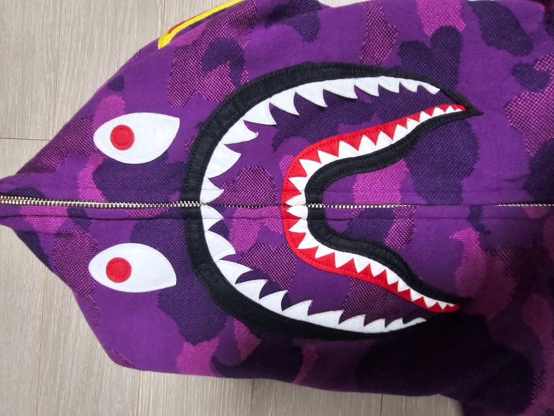 베이프 1st ponr 카모 샤크 후드집업 블랙 XL 상품이미지3