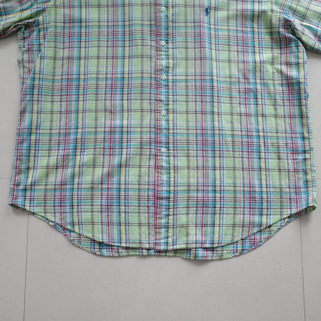 90s 폴로 랄프로렌 블레이크 체크 반팔 셔츠 XL 상품이미지4