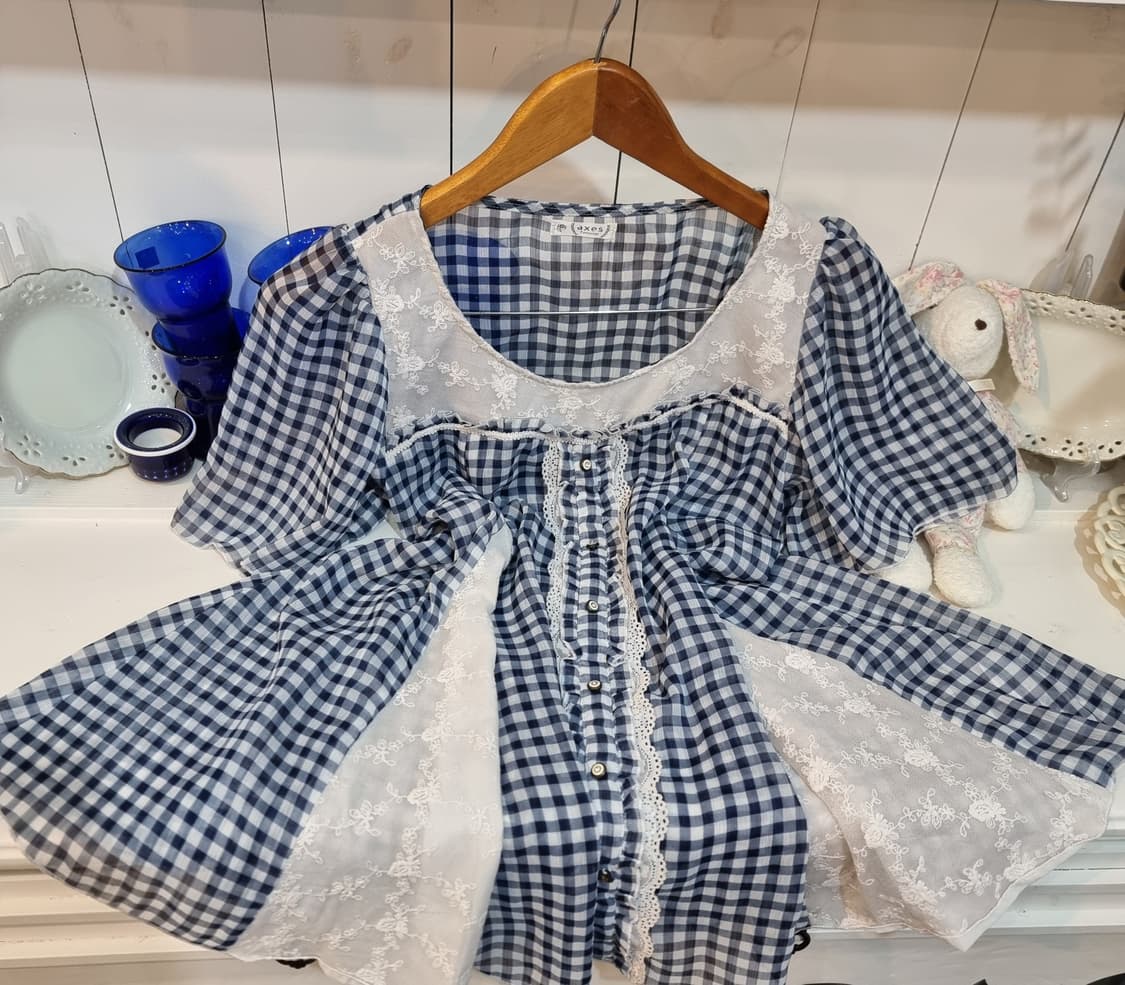 axes femme 체크 레이스 튜닉 상품이미지5