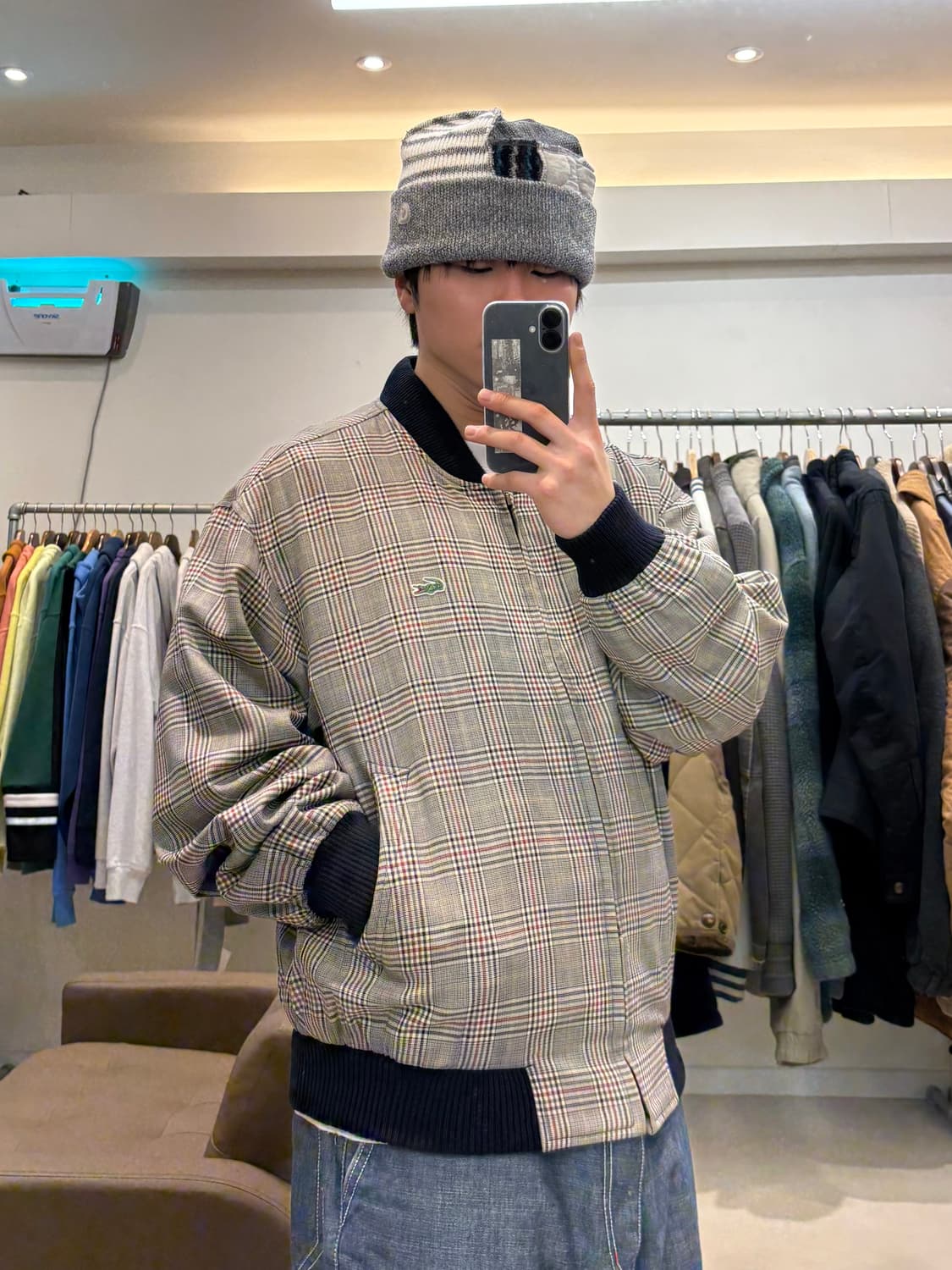 00‘s 라코스테 체크 블루종 자켓 상품이미지5