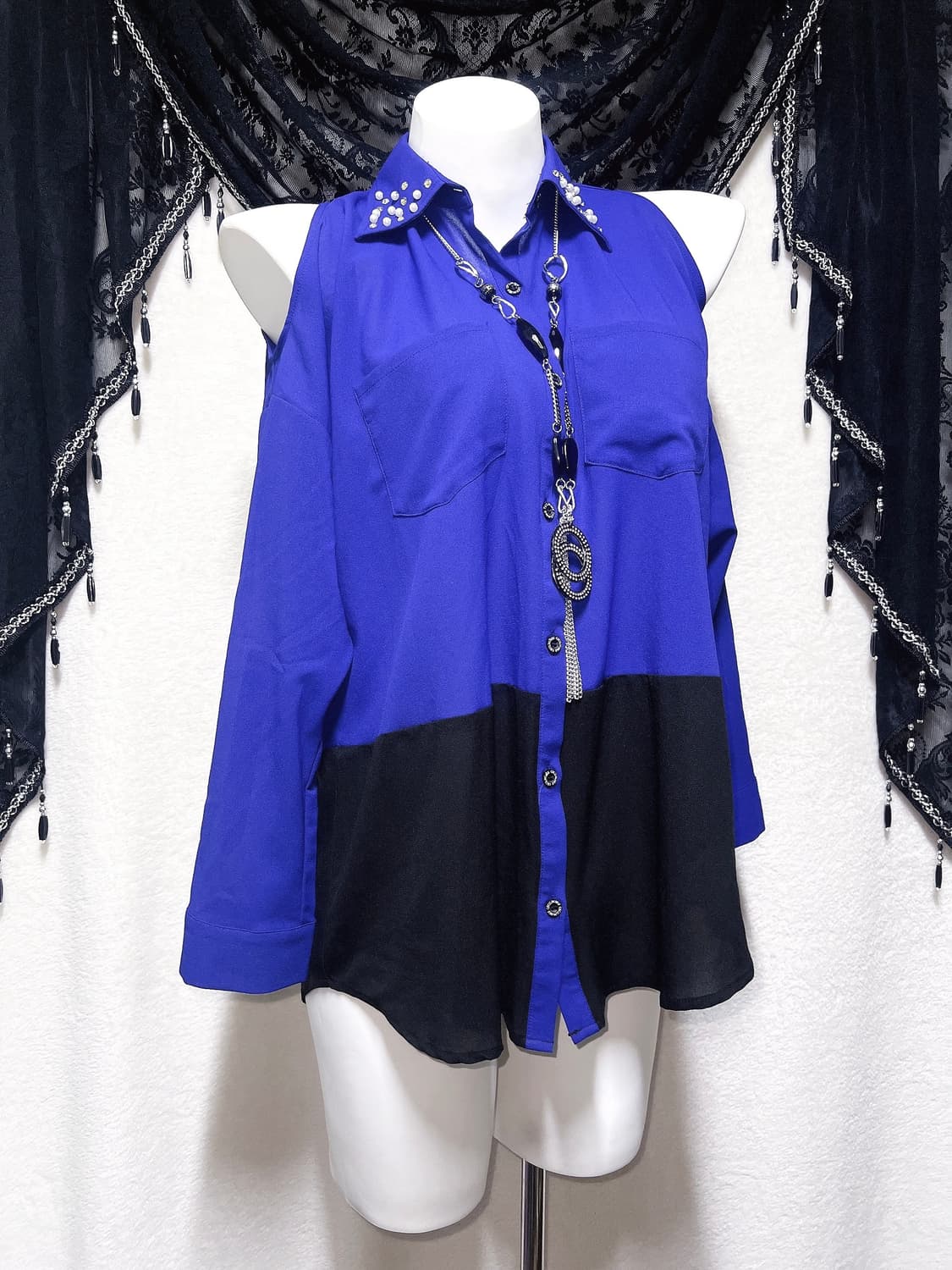 세실맥비 오네갸루 히메 섹시 아게하 어깨트임 셔츠블라우스 핀터 고스펑크 상품이미지1