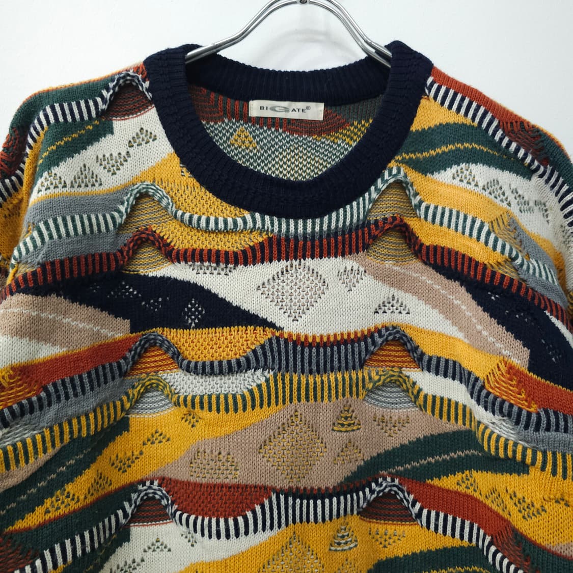 울혼방 멀티컬러 웨이브 빈티지 니트 상품이미지2