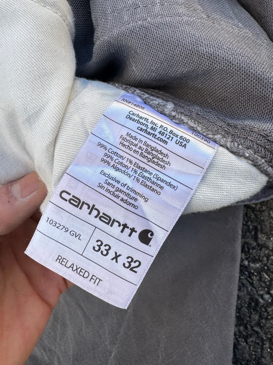 칼하트 빈티지 싱글니 워크팬츠 그레이 상품이미지5