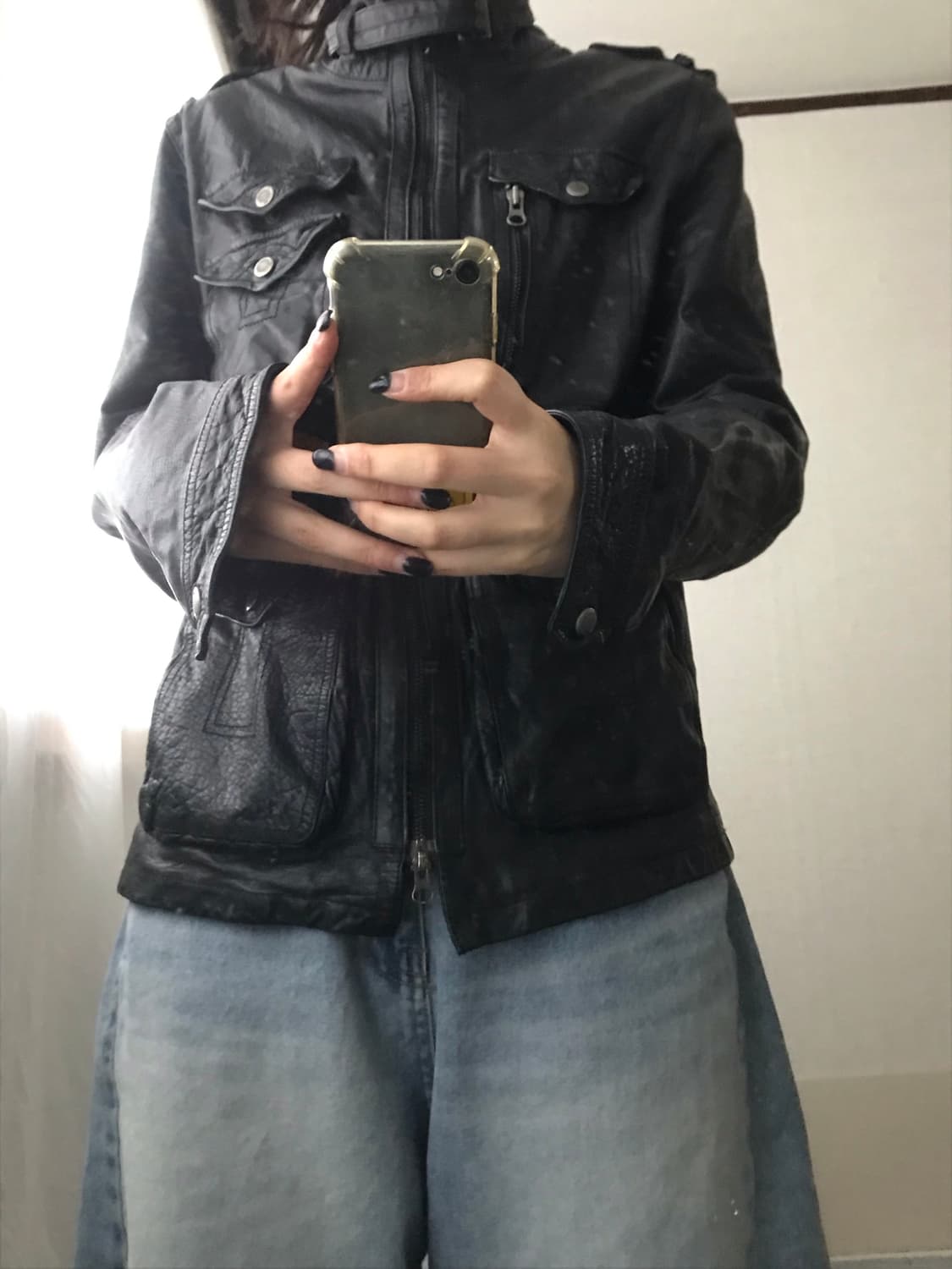 빈티지 넥버클 디테일 레더자켓 상품이미지3