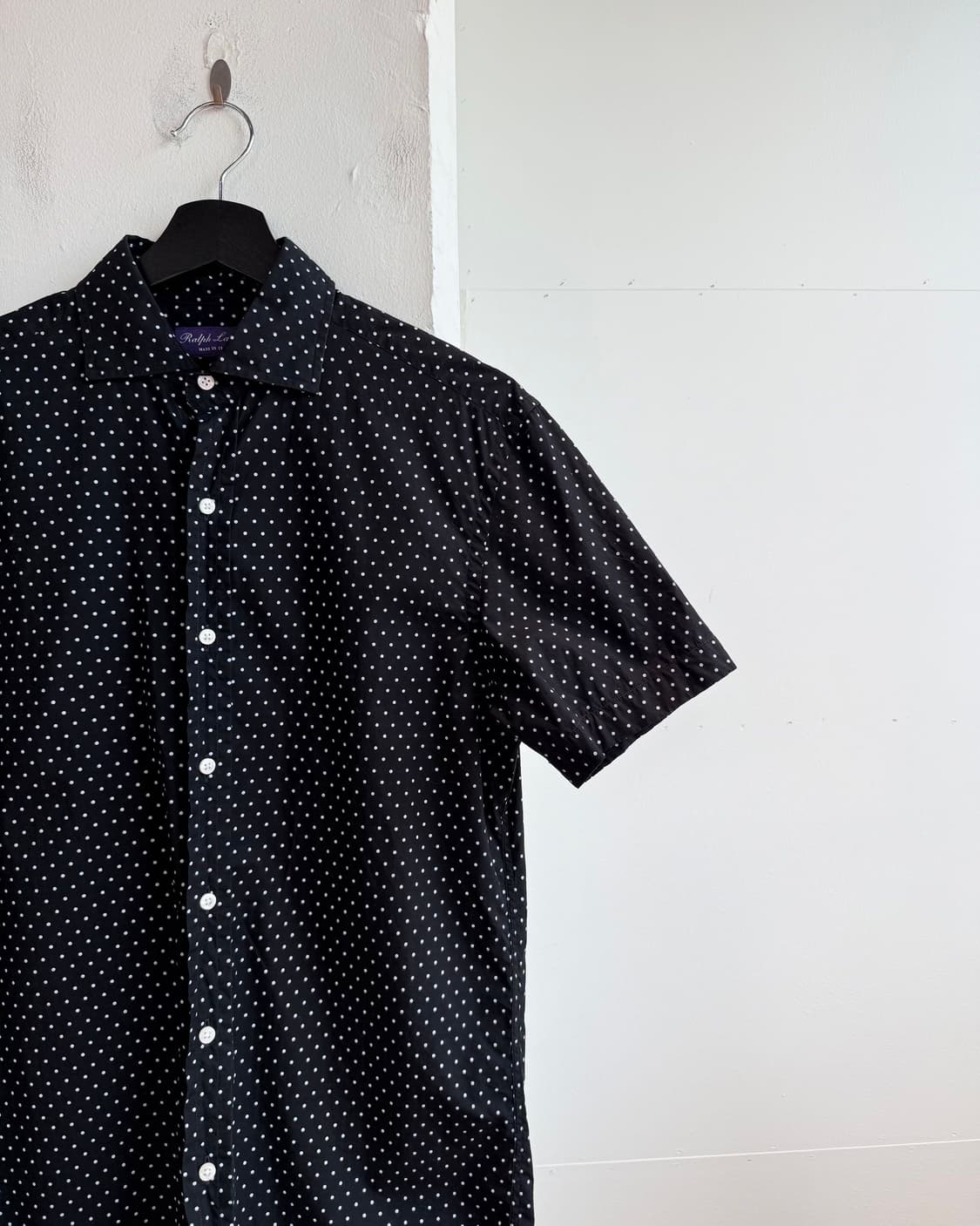 폴로 랄프로렌 퍼플라벨 블랙 도트 하프셔츠  상품이미지5