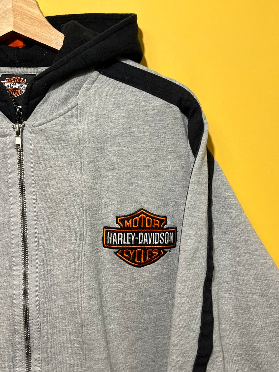 10s [L] 할리데이비슨 후디 레이어드 배색 집업 후드티 상품이미지2