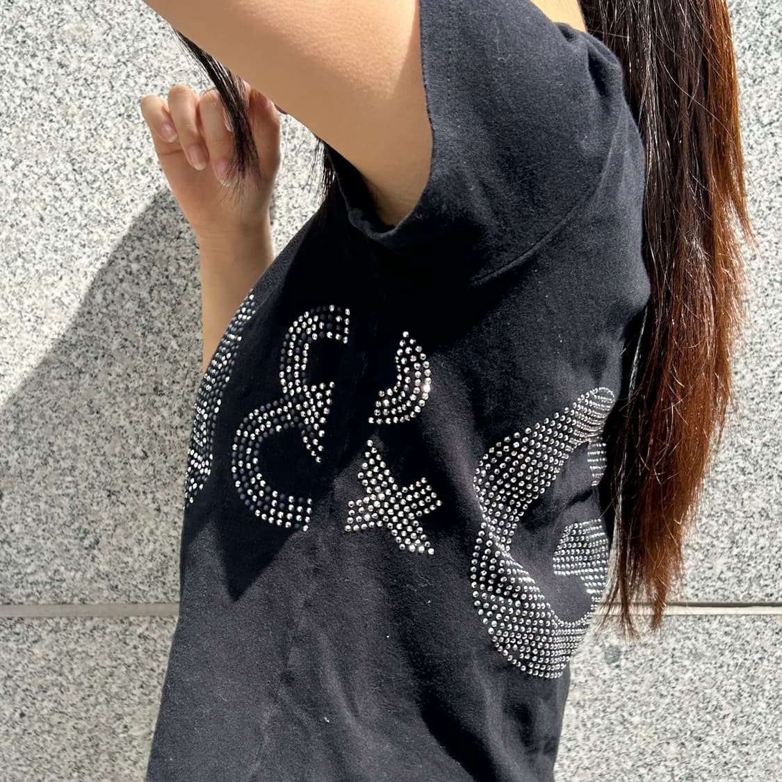D&G 돌체앤가바나 라인스톤 크롭 반팔 티셔츠 y2k 상품이미지1