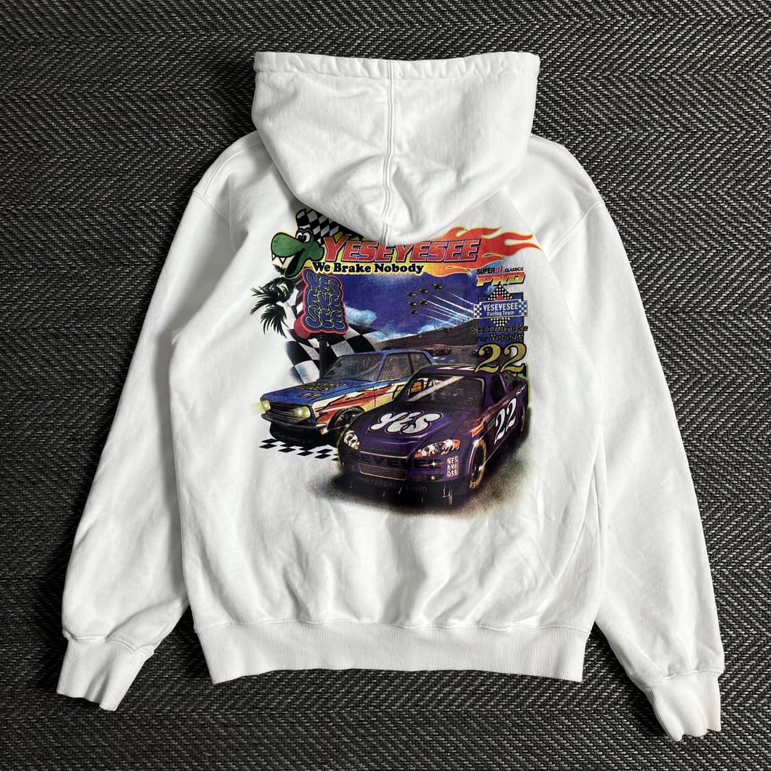 예스아이씨 레이싱 그래픽 빅로고 박시핏 후드 티셔츠y 3246 상품이미지2