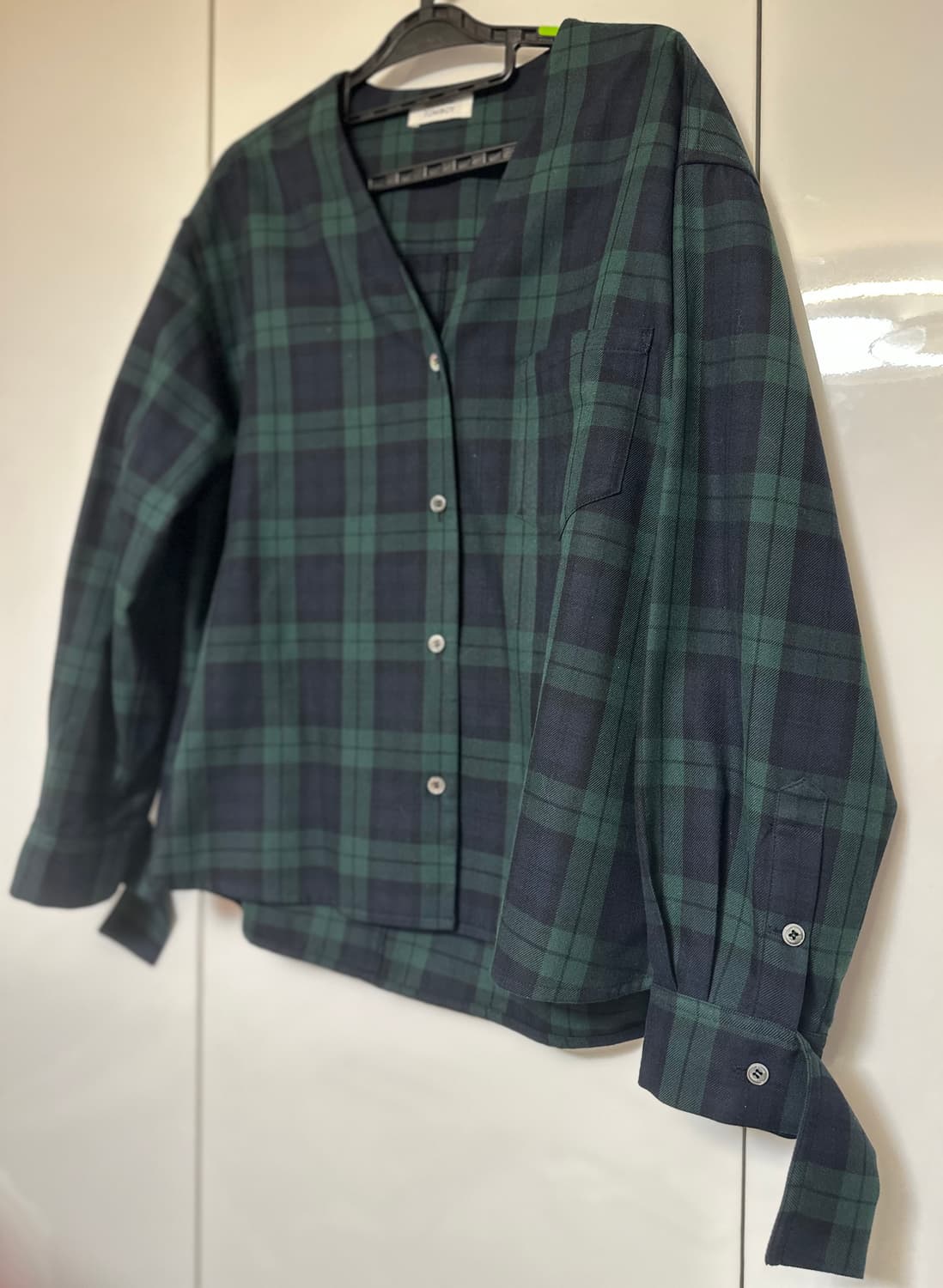 톰보이 그린 체크 셔츠 블라 상품이미지3