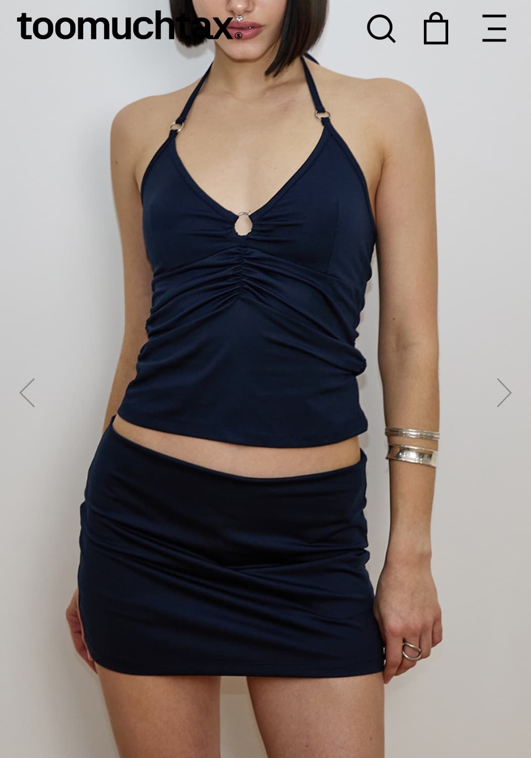 투머치택스 홀터 오링 탱크 탑 네이비 상품이미지1