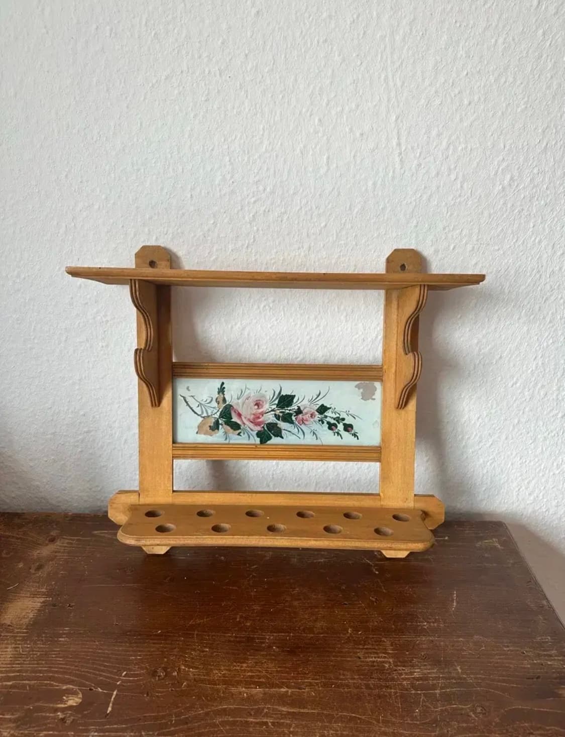 독일)빈티지 우드 장미 벽선반 상품이미지2