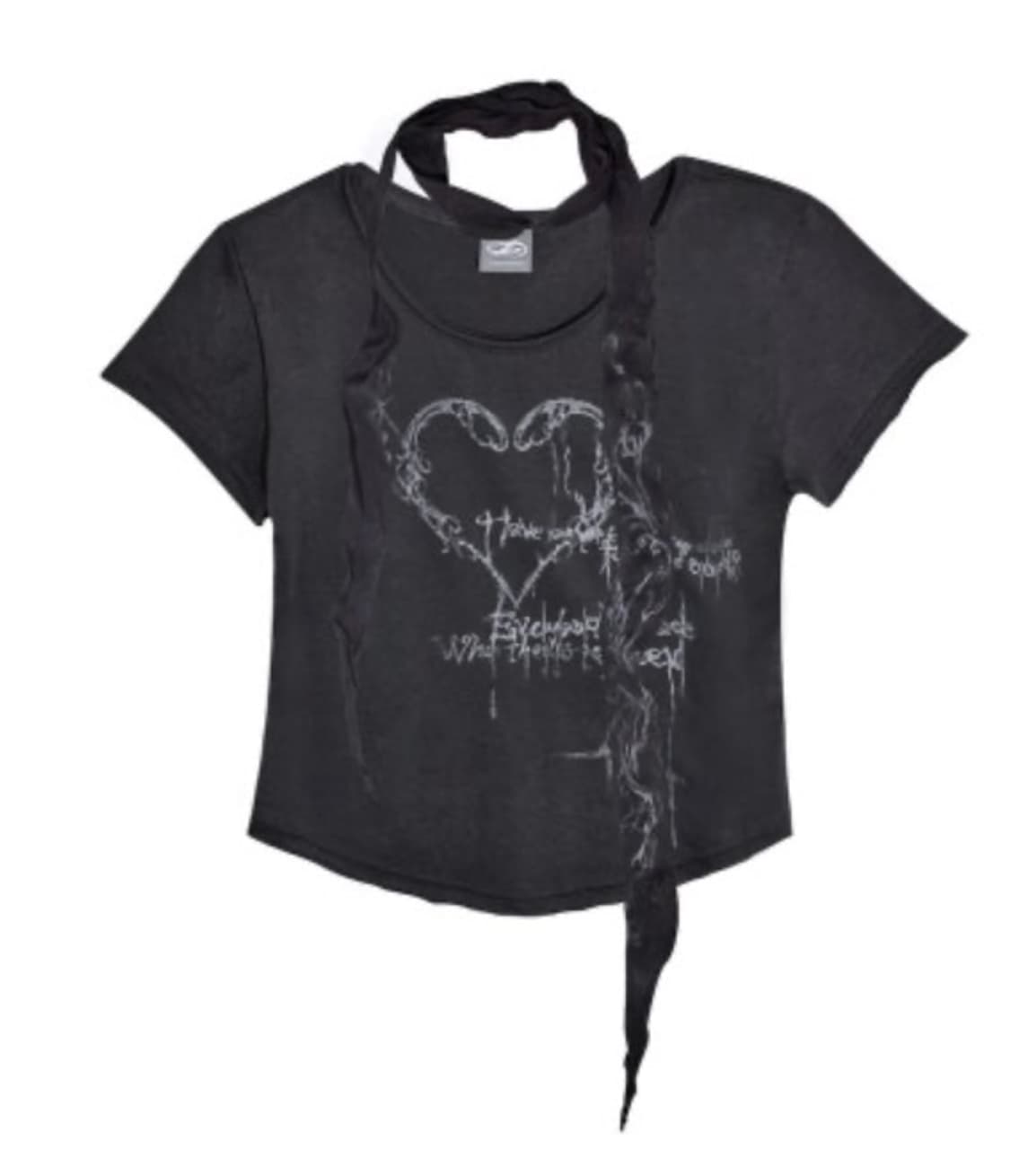 허그유어스킨 하트 오너먼트 스카프 탑 챠콜 상품이미지2