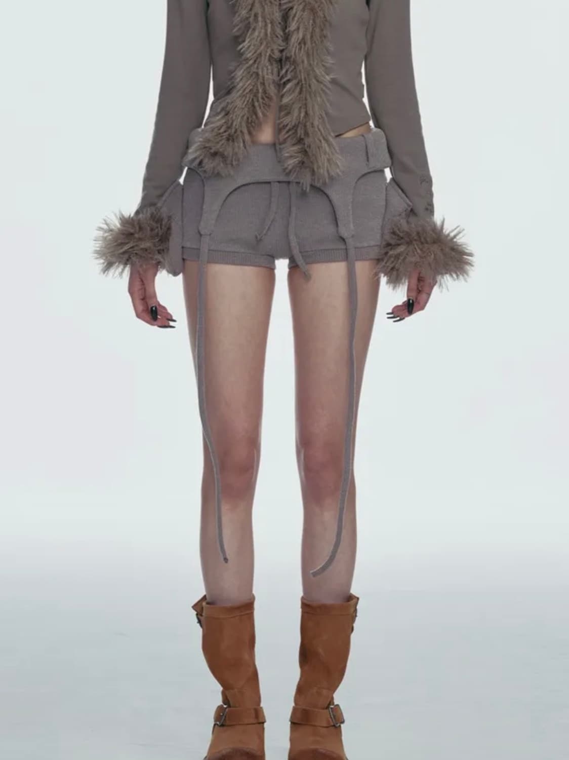 BOLD LOGO POCKET KNIT SHORTS_BROWN 상품이미지1