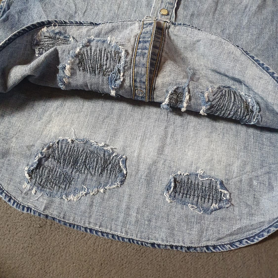 폴로 패치워크 웨스턴 반팔 데님 셔츠 S 상품이미지5