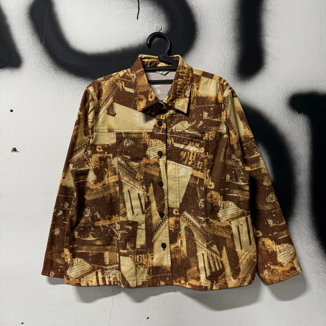 VTG 빈티지 브라운 명화 풀 프린팅 셔츠 자켓 상품이미지1