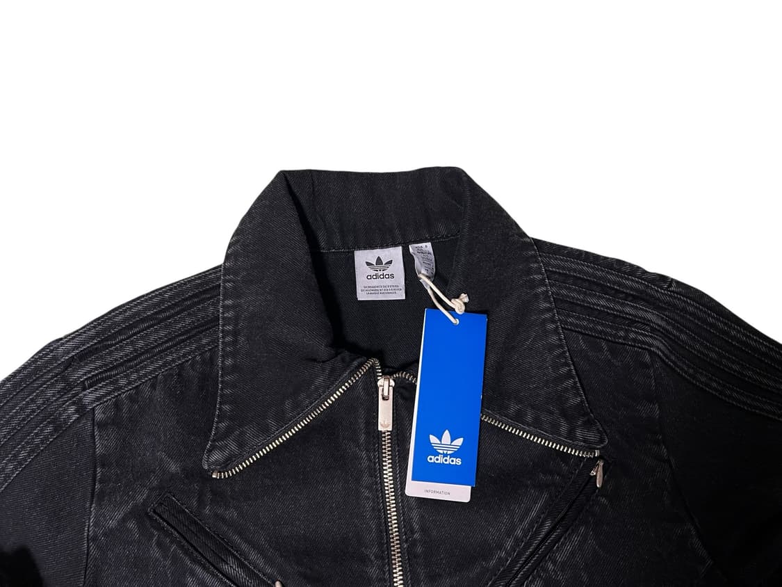 (새상품) 아디다스 블랙 데님 크롭 자켓 S 상품이미지3