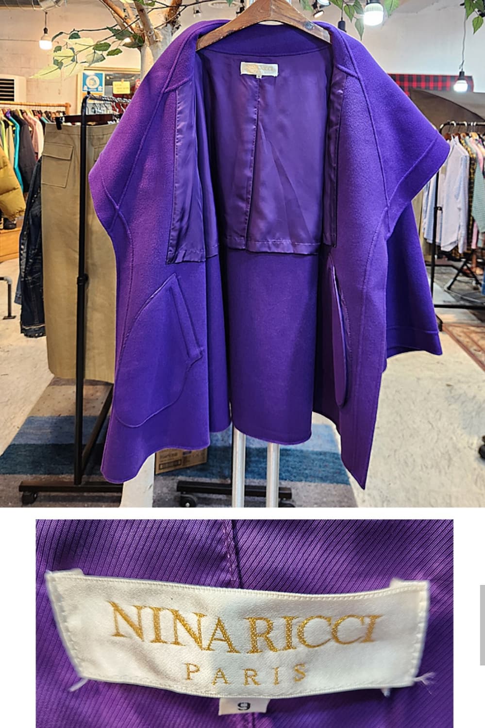 NINA RICCI 니나리치 바이올렛 울 빅 카라 오버핏 코트 상품이미지9