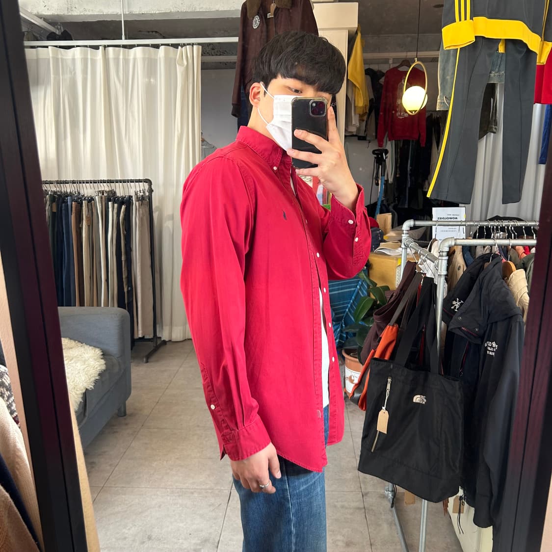 M) 폴로 랄프로렌 클래식 레드 솔리드 셔츠 상품이미지2