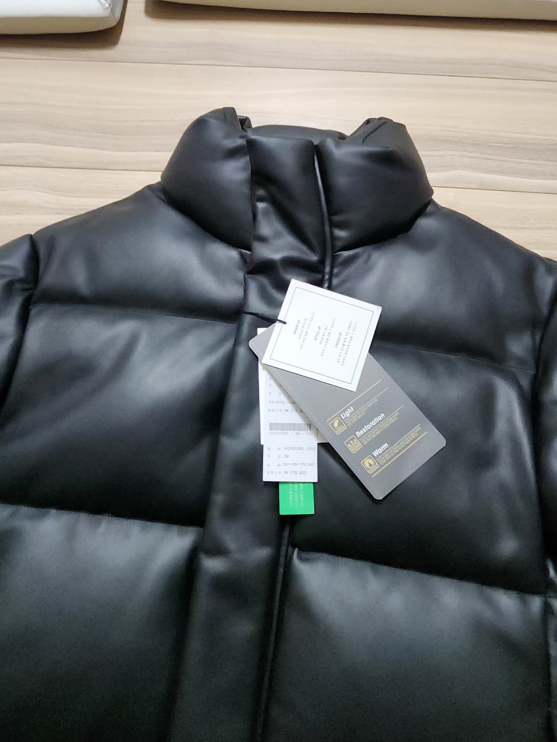 애드호크레더덕다운점퍼블랙가죽패딩100사이즈 상품이미지2