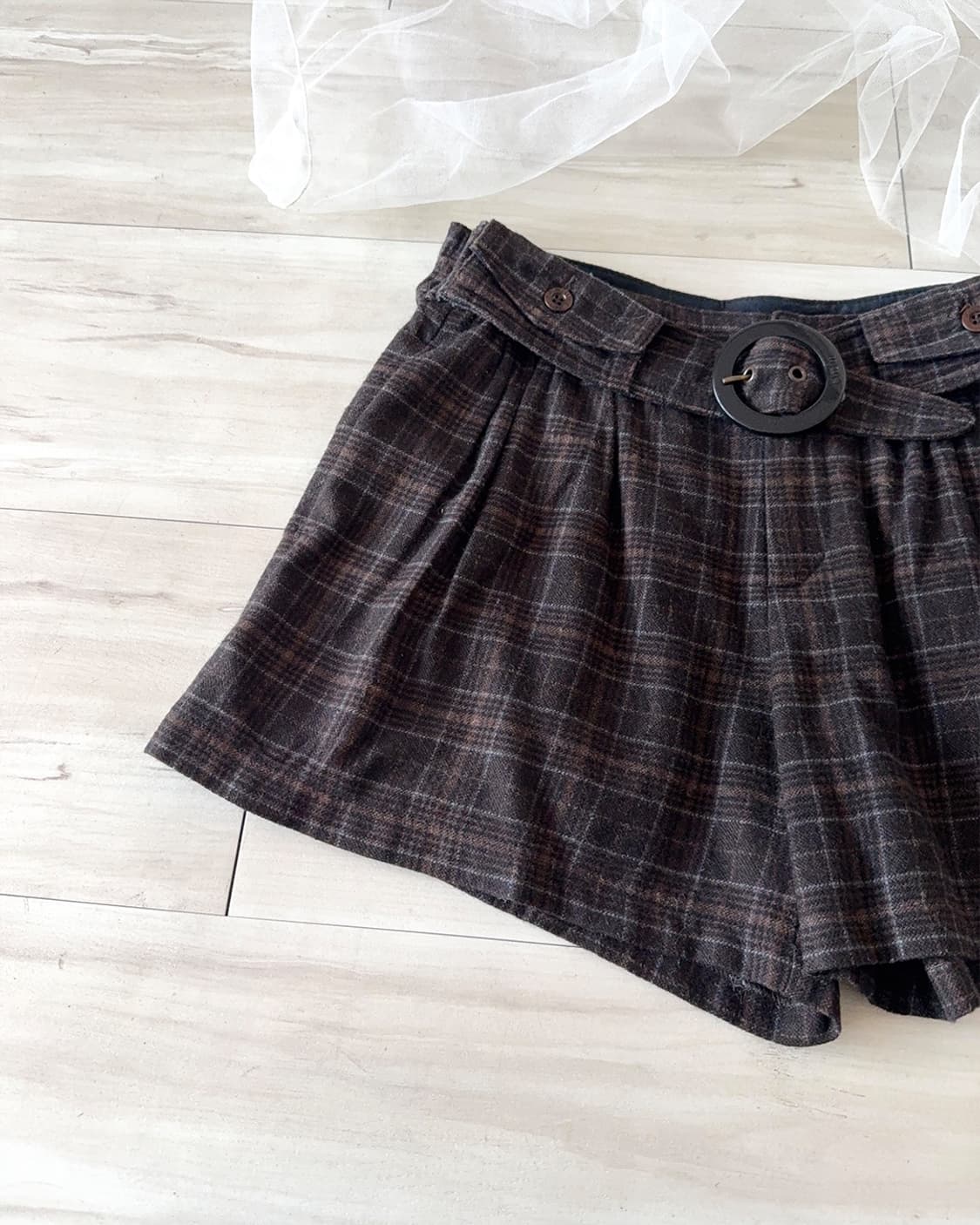Deep mocha brown lana wool short pants 상품이미지7