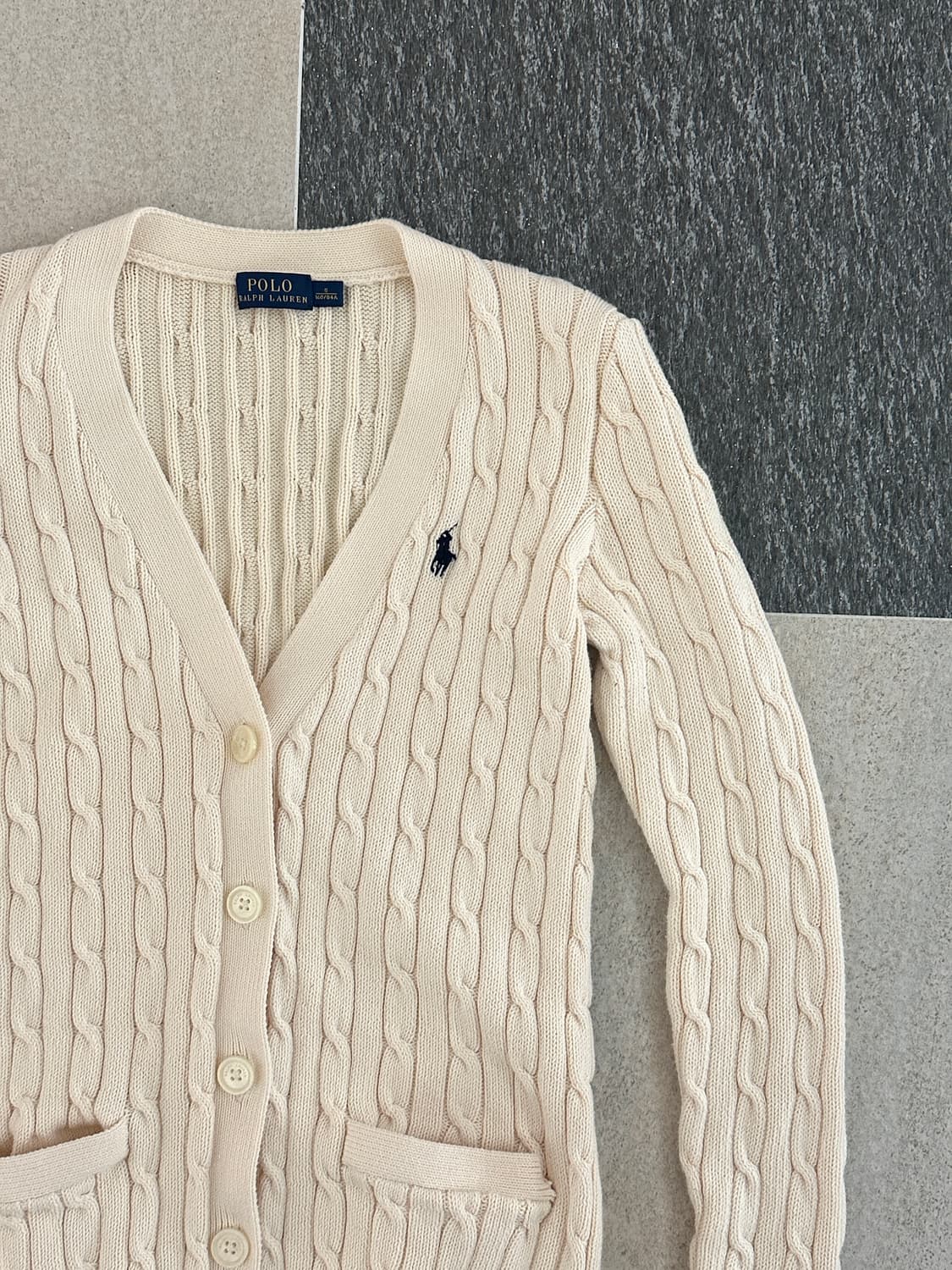 폴로 랄프로렌 아이보리 V넥 케이블 니트 가디건  상품이미지8