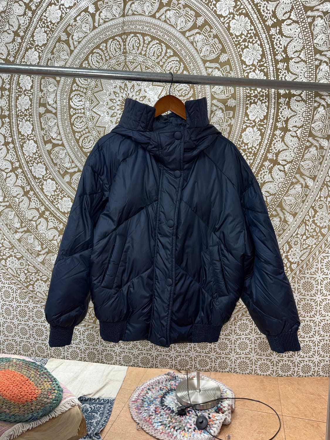 펠틱스 여성 버튼 네이비 후드패딩  상품이미지3