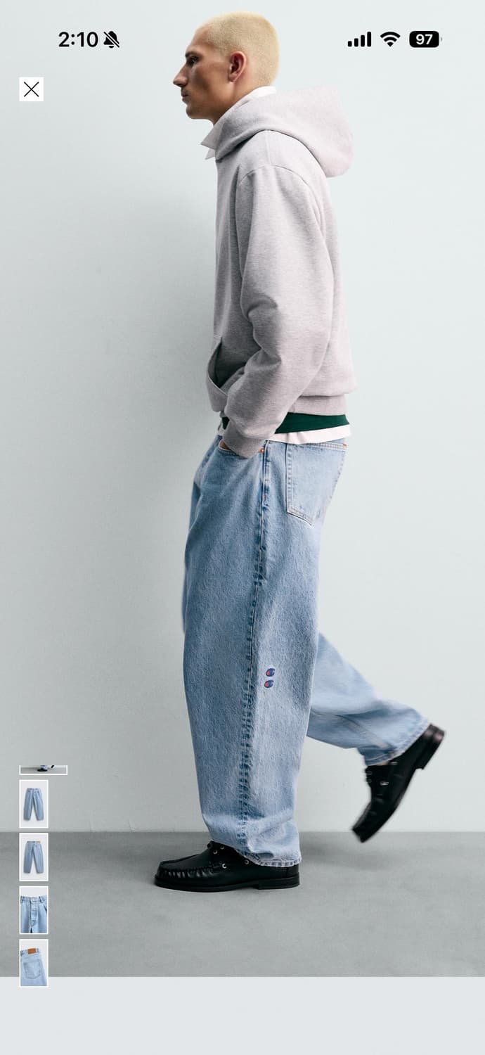 자라 x 챔피온 와이드 테이퍼드 돌청색상 (31, 32사이즈) 상품이미지7