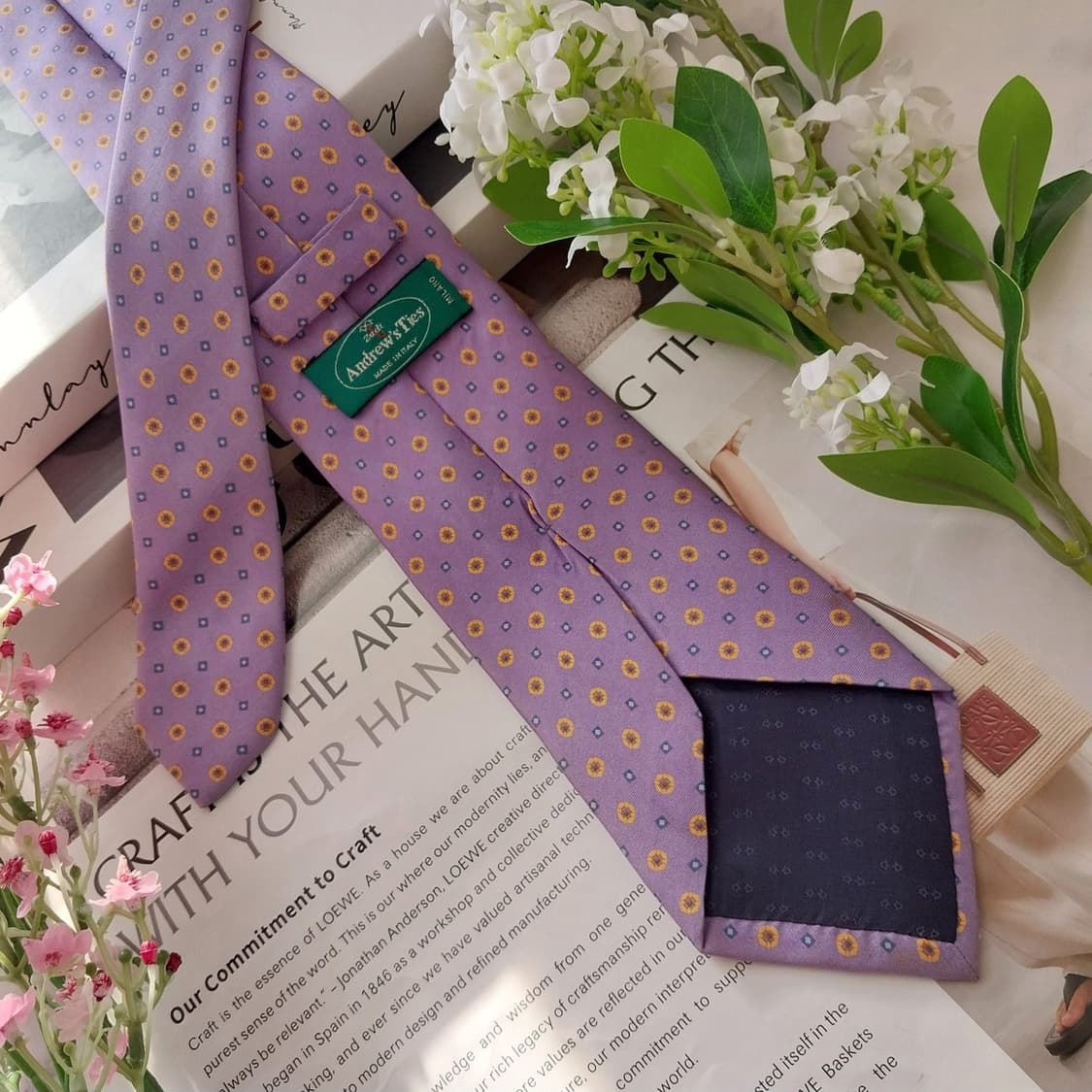 앤드류스 타이 실크 퍼플 도트 패턴 넥타이 9cm A등급 K1734
 상품이미지5