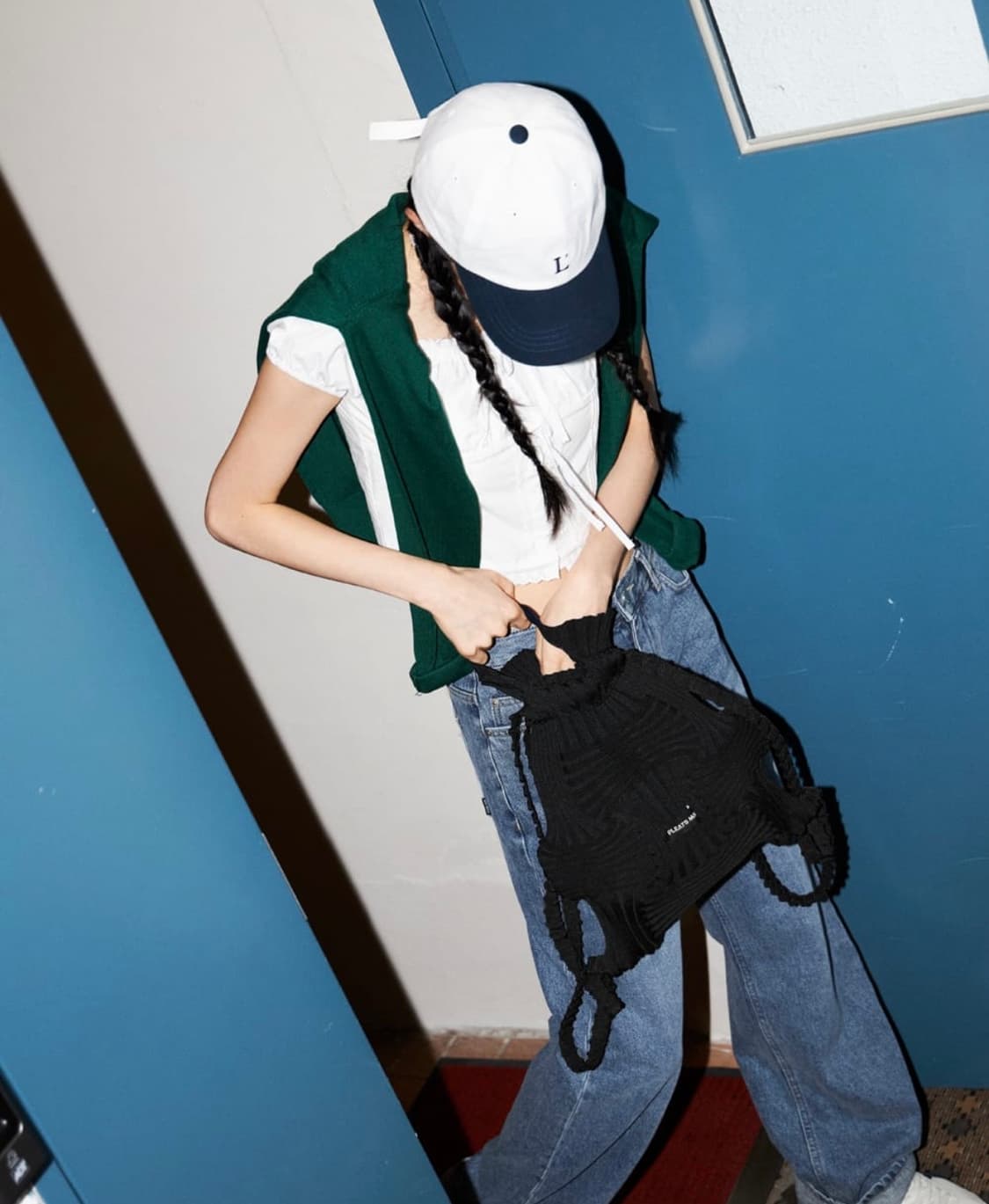 플리츠마마 보우 니트 백팩 블랙 리사이클 검정색가방노트북아이패드파우치짐색 상품이미지3