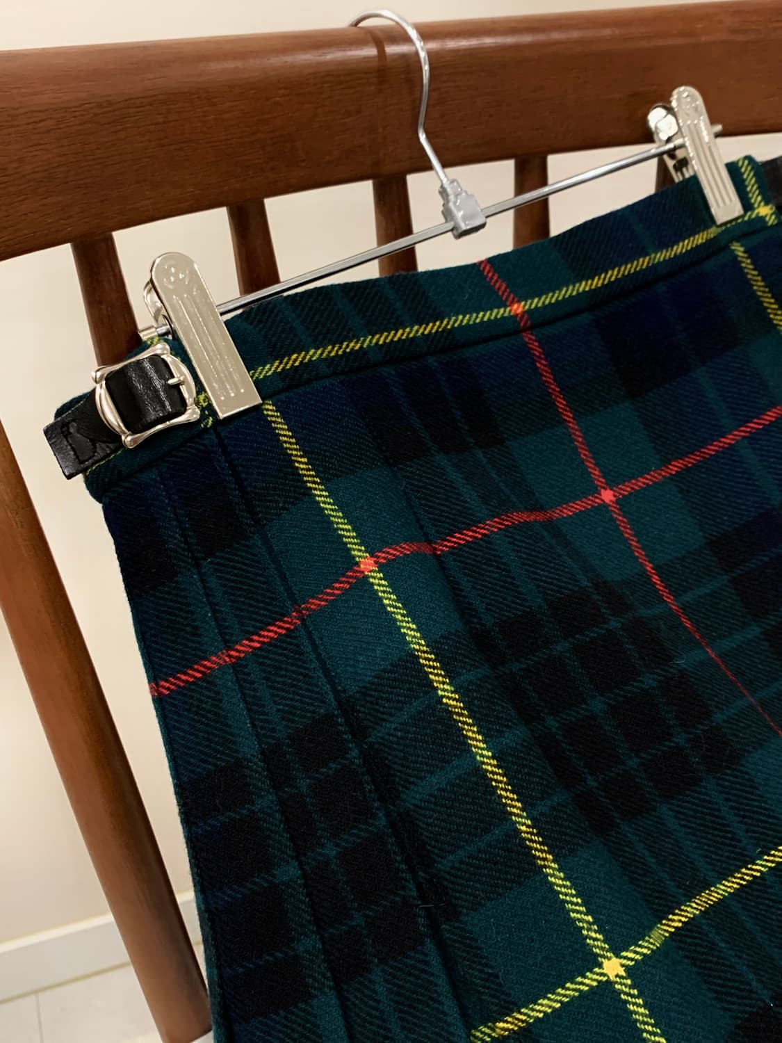 스코틀랜드 퓨어 뉴 울 100 타탄 킬트 딥그린 스커트 상품이미지4