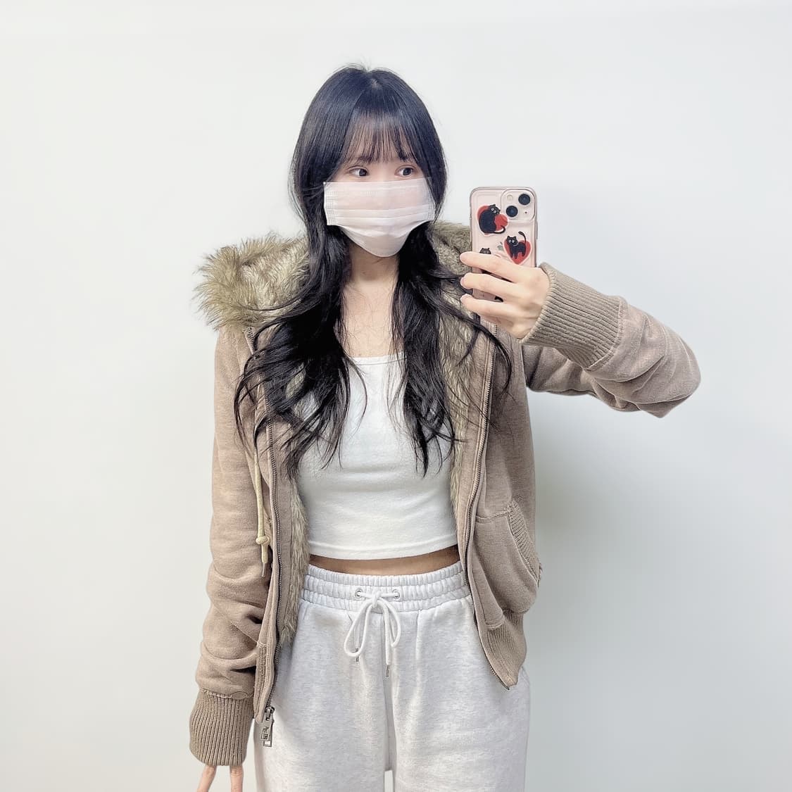 아베크롬비 울프죠 퍼 후드집업 베이지 브라운 상품이미지1