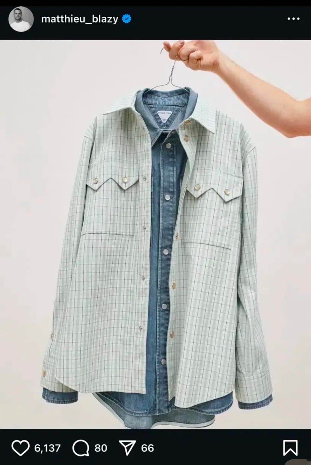 보테가베네타 체크 프린트 누벅 셔츠 상품이미지9