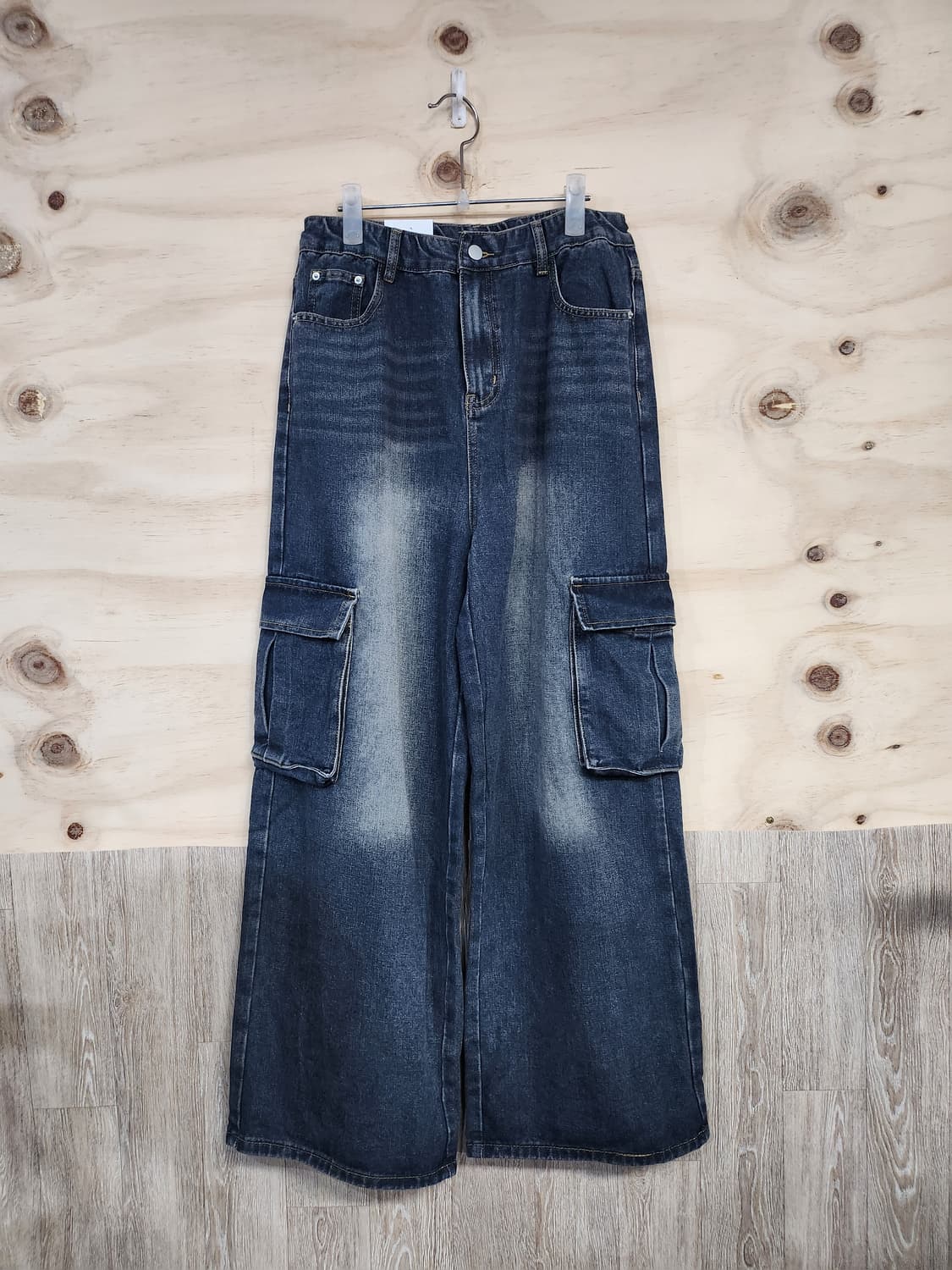 1088) 워싱 데님 카고 와이드 팬츠 상품이미지1