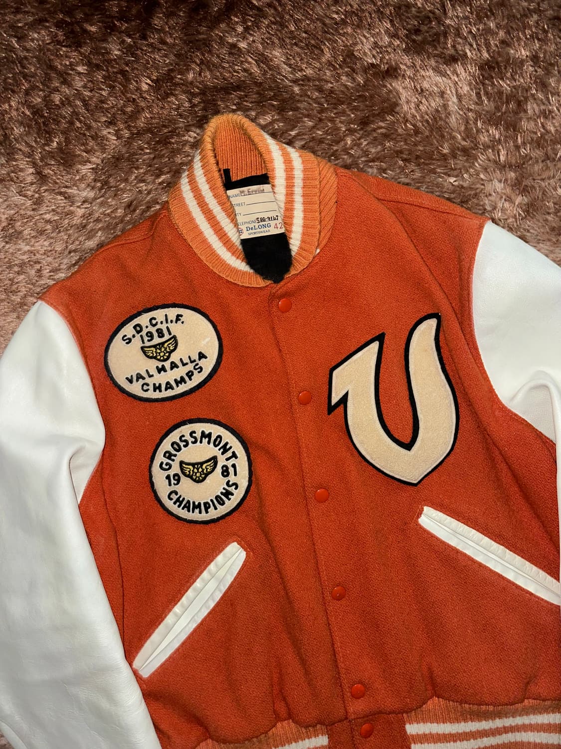 빈티지 레더 바시티 자켓 상품이미지2