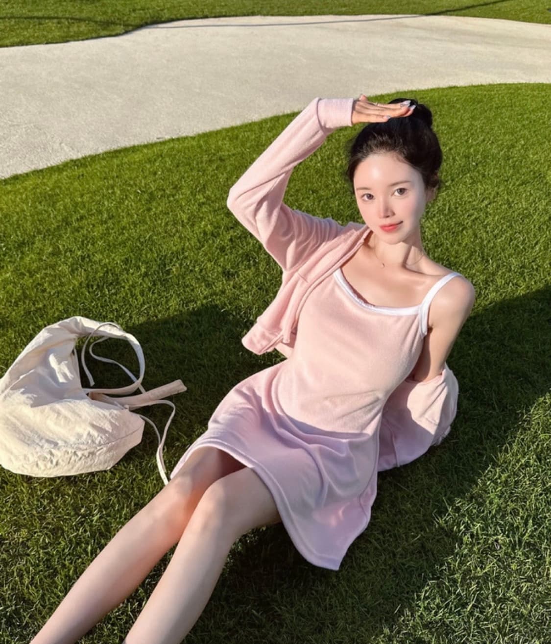 메이윤 테리 배색 미니 원피스 상품이미지1