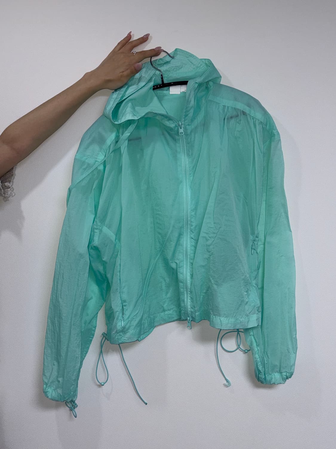 Sheer shirring hoodie jacket_sky 상품이미지2