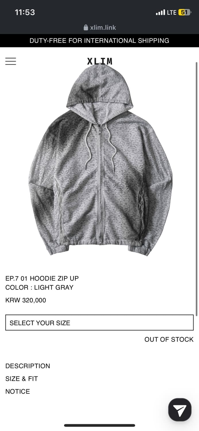 XLIM EP.7 HOODIE ZIP UP 상품이미지1