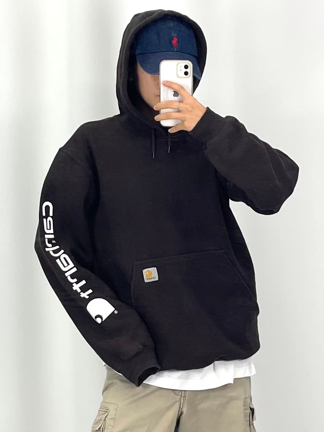 [L]CARHARTT 브라운 후드티셔츠 상품이미지1