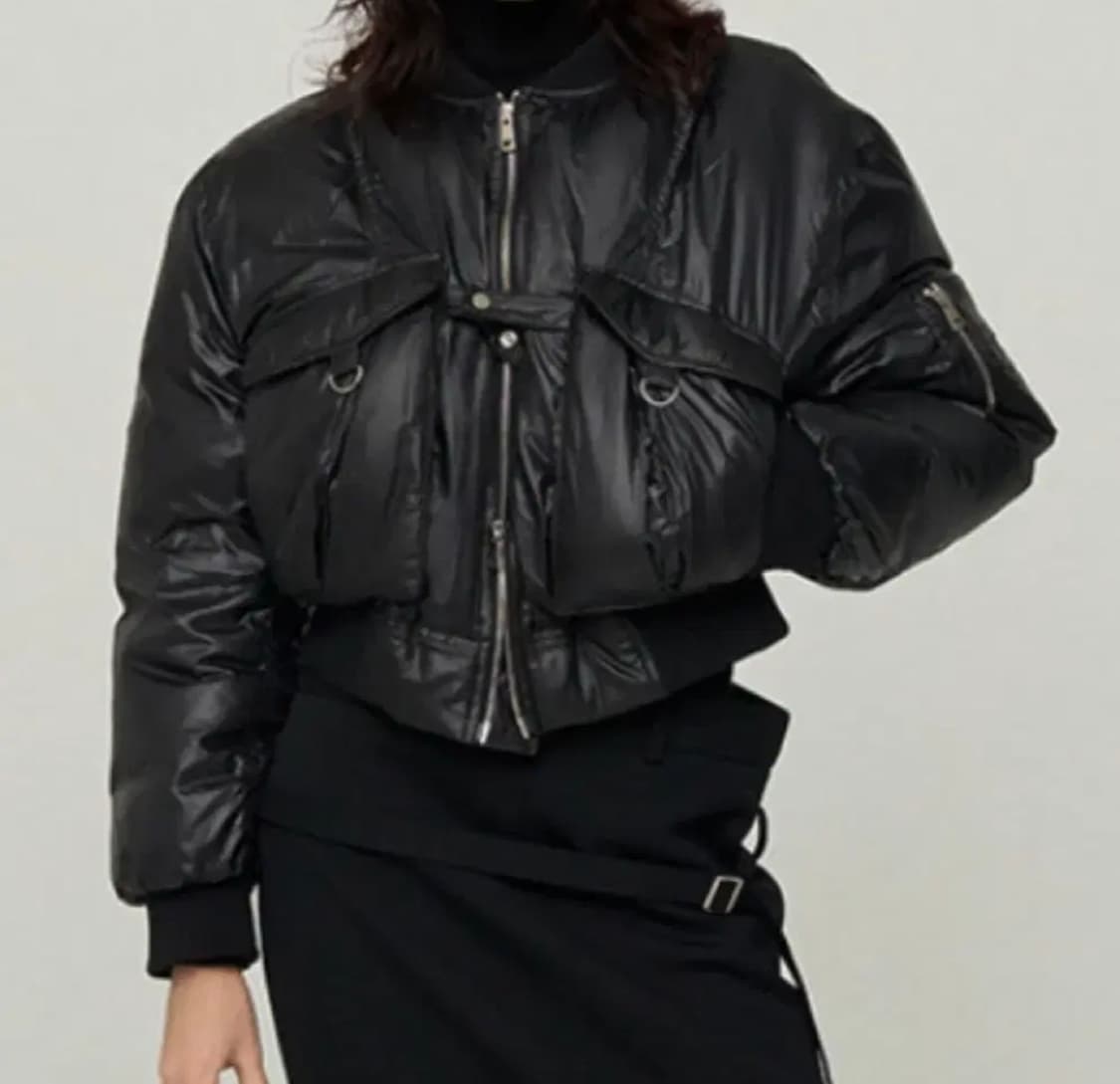 LCDC Cropped Bomber Puffer Jacket (Black 상품이미지4