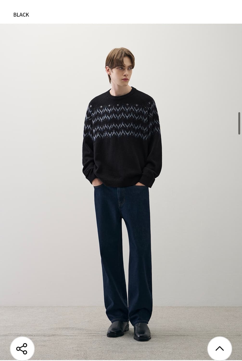 (XL) 드로우핏 울 헤어리 노르딕 크루넥 니트 BLACK 판매 상품이미지6