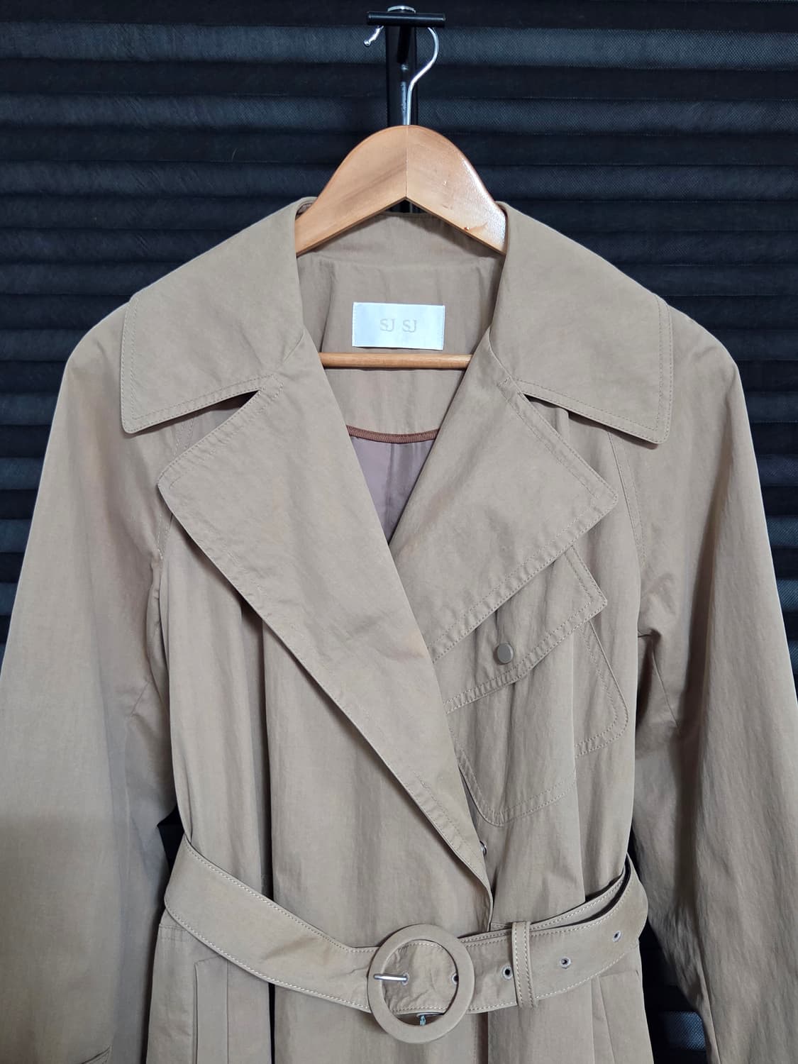 [SJSJ] 와이드 카라 면 벨티드 트렌치 코트 | 00170 상품이미지2