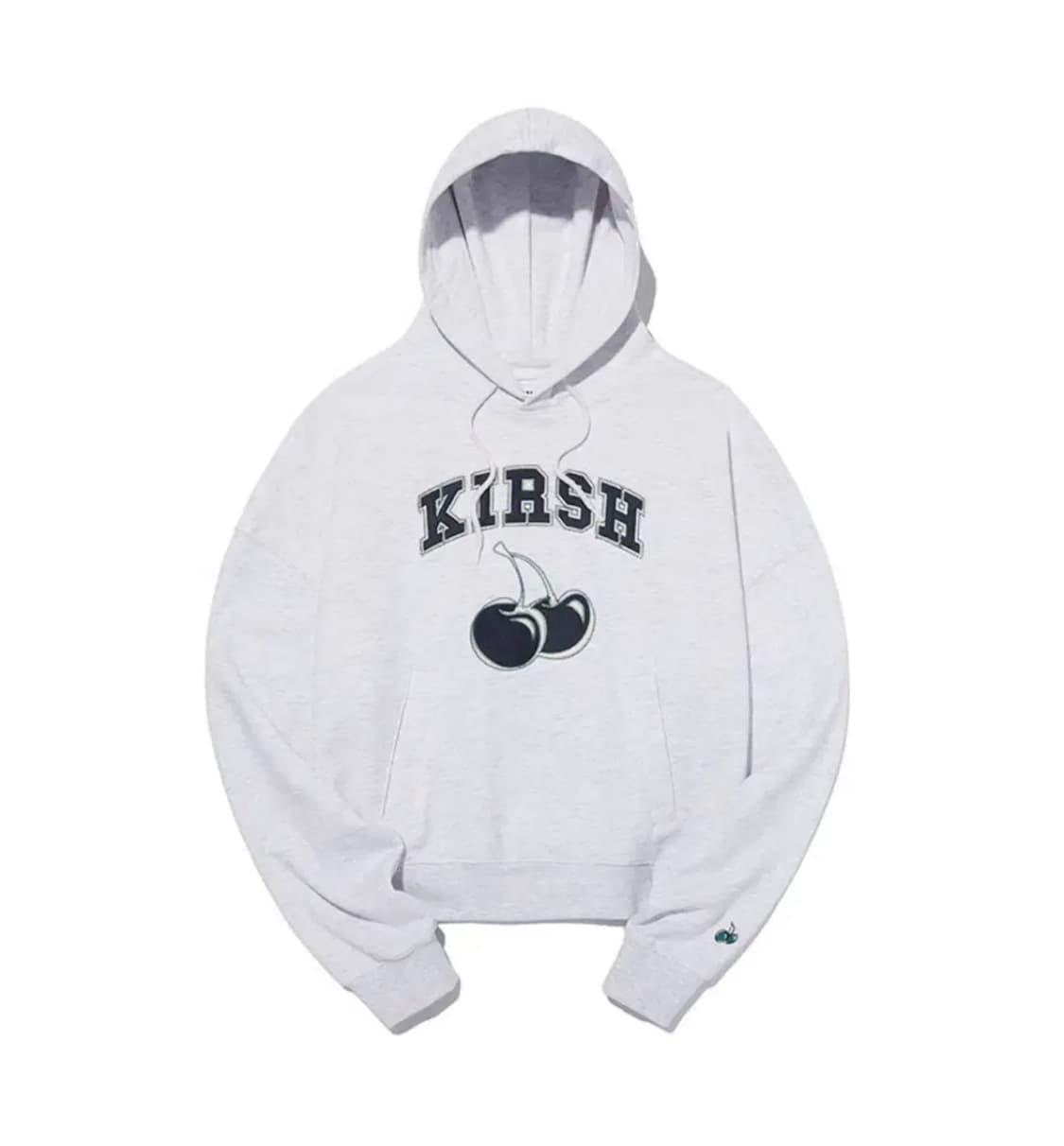 키르시 아치 체리 로고 스웻 셋업 후드티 (크롭) 멜란지 그레이 상품이미지1