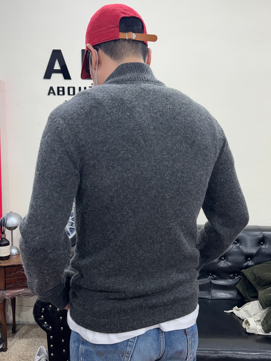 로얄로빈스 그레이 울니트 집업 L 상품이미지4