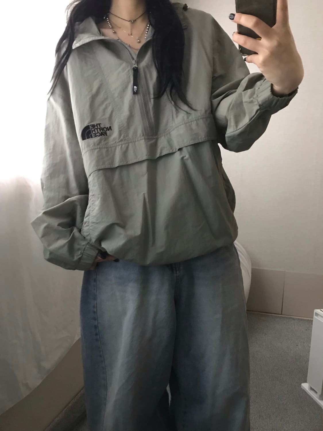 노페 카키 바람막이 고프코어 반집업 상품이미지7