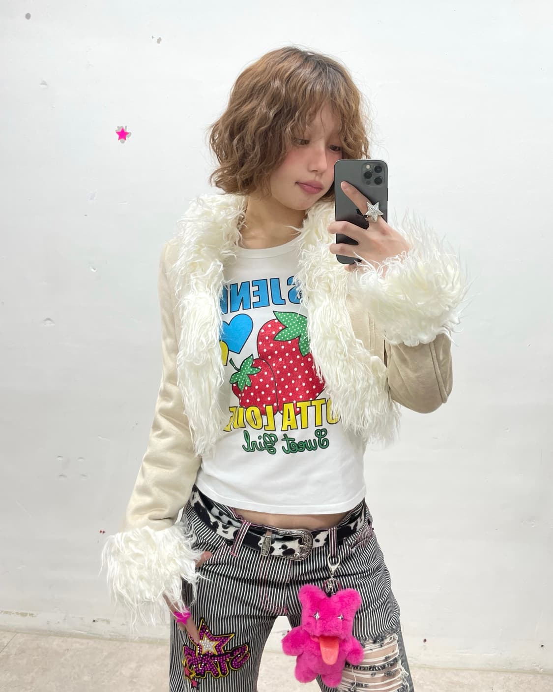 Ivory Suede Fur Cropped Jacket 상품이미지1