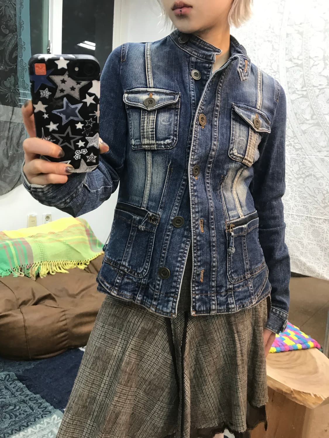 톰보이 여성 슬림핏 멀티포켓 데님자켓  상품이미지1